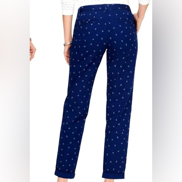 Talbots navy blue with white anchor print chinos 12 - Picture 2 of 7